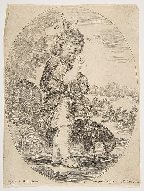 Stefano della Bella, Saint John the Baptist Biting a Piece of Fruit