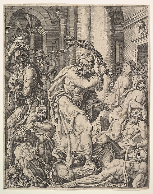 Maarten van Heemskerck, Christ Driving the Money Changers from the Temple, from "The Fall and Salvation of Mankind through the Life and Passion of Christ"