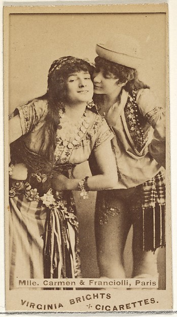 Allen & Ginter, Mlle. Carmen and Franciolli, Paris, from the Actors and Actresses series (N45, Type 1) for Virginia Brights Cigarettes