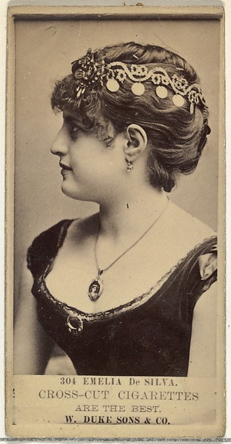 W. Duke, Sons & Co., Card Number 304, Emilia de Silva, from the Actors and Actresses series (N145-3) issued by Duke Sons & Co. to promote Cross Cut Cigarettes