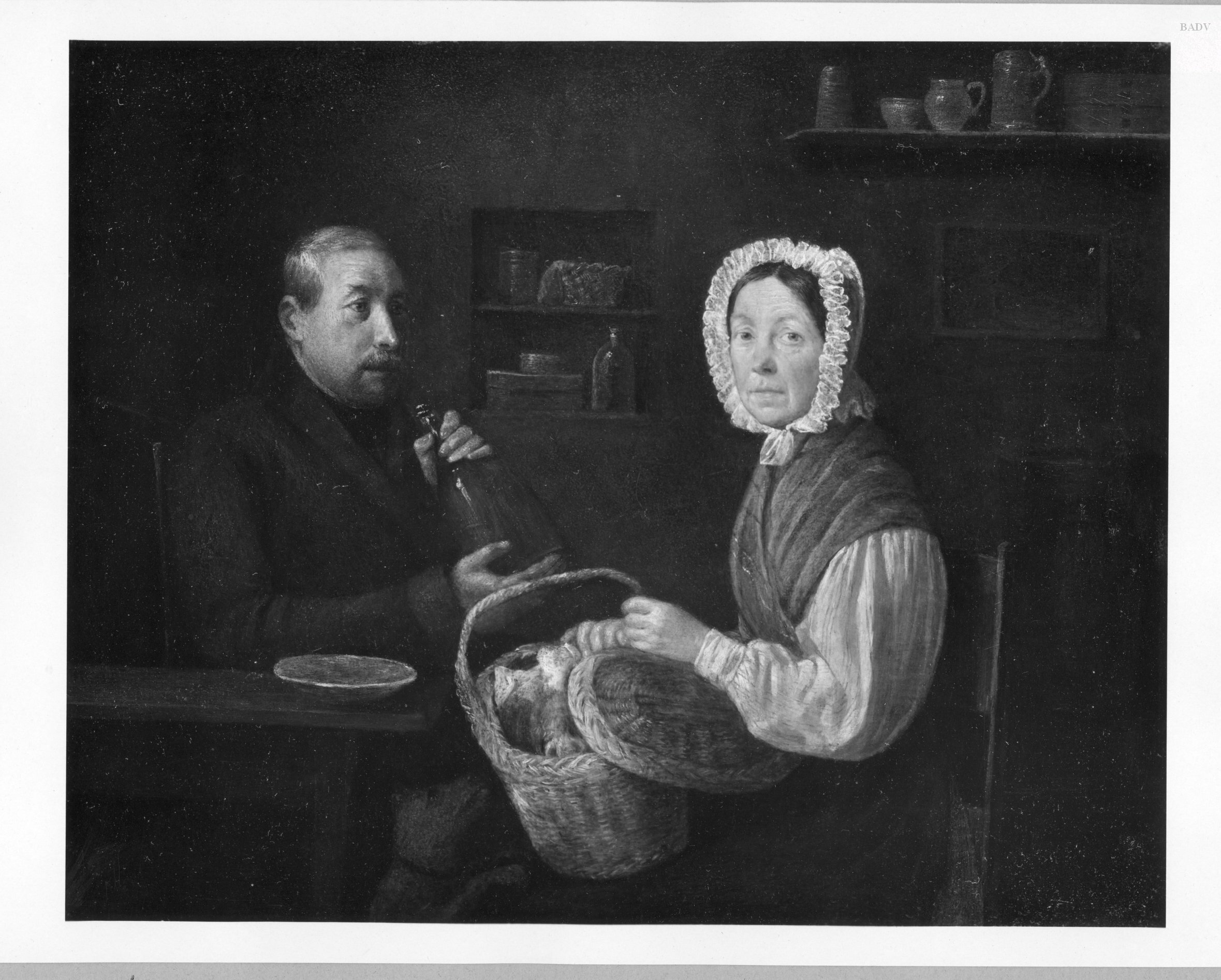 Johann Michael Neder, interior: sitting couple in the citchen