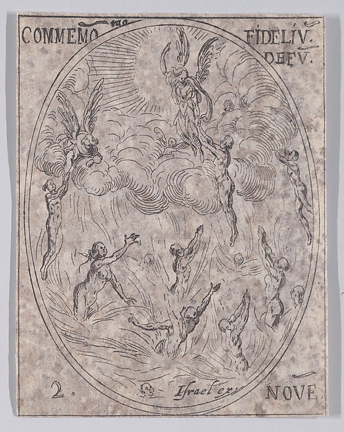 Jacques Callot, La Commémoration des Morts (All Souls' Day), from November 2nd, from "Les Images De Tous Les Saincts et Saintes de L'Année" (Images of All of the Saints and Religious Events of the Year)