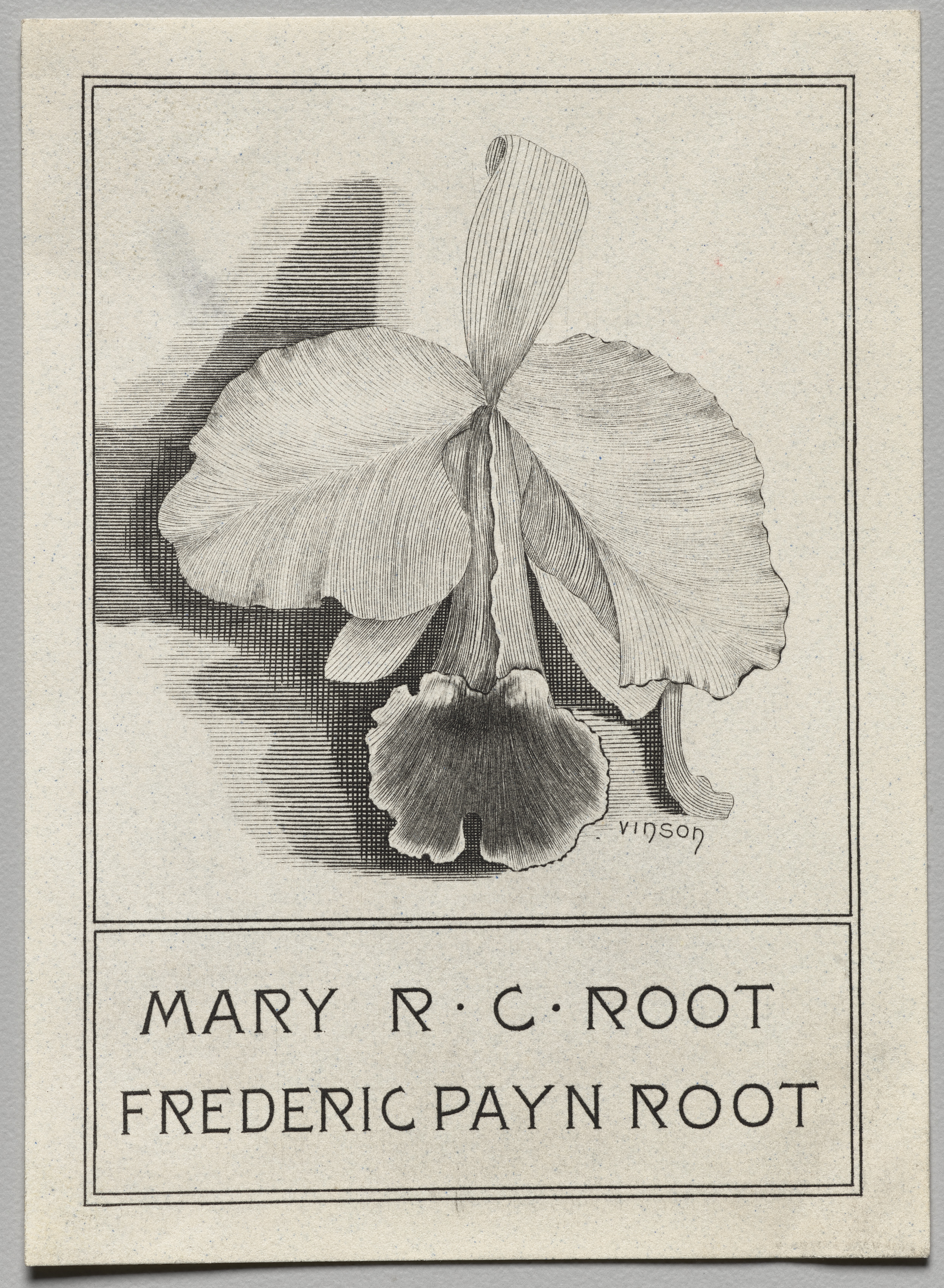 Unknown artist, Bookplate: Mary R. C. Root and Frederick Payn Root