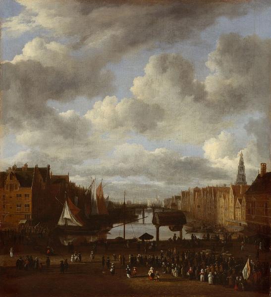 Jacob van Ruisdael, Gezicht op de Dam en het Damrak te Amsterdam