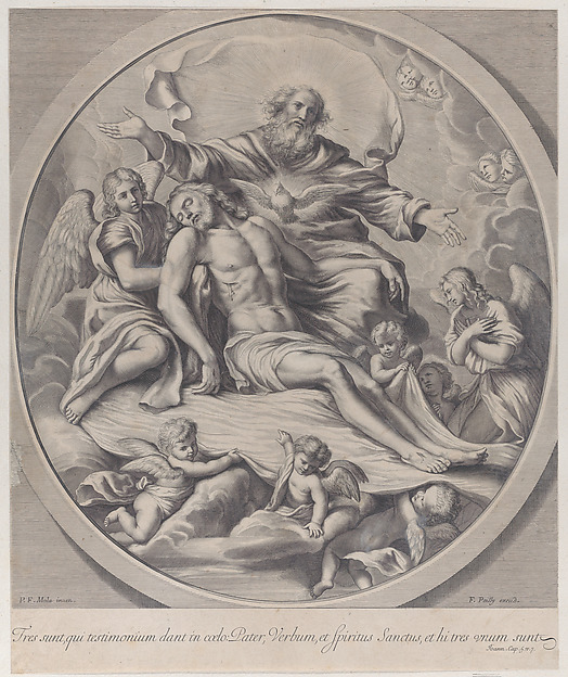 Anonymous, The Holy Trinity, with the dead Christ at center surrounded by angels, God the Father, and the Holy Spirit