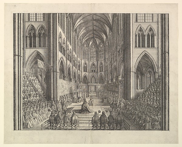 Wenceslaus Hollar, The Coronation of King Charles the II in Westminster Abbey, April 23, 1661 (from John Ogilby's "The Entertainment of...Charles II," London, 1662)