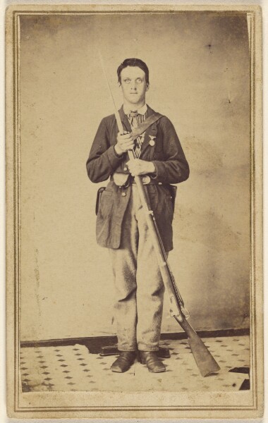 Unknown, [Unidentified man holding a musket with bayonet attached, standing]
