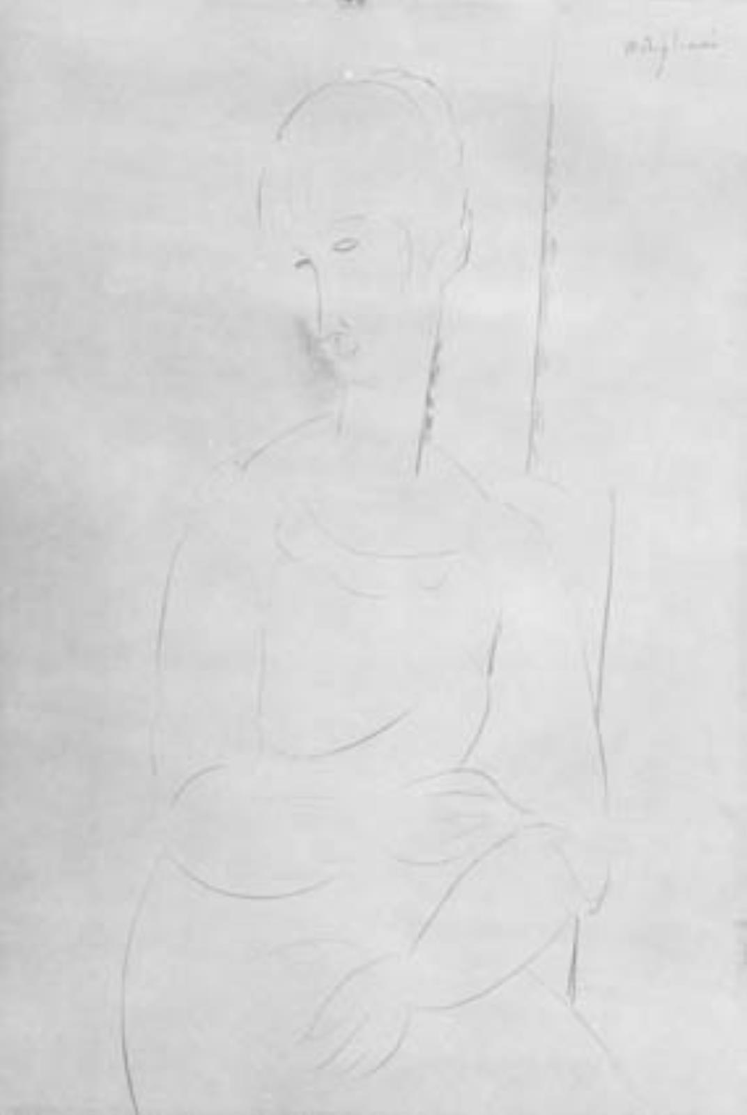 Amedeo Modigliani, Portræt af en siddende ung pige. Knæbillede, hovedet mod venstre