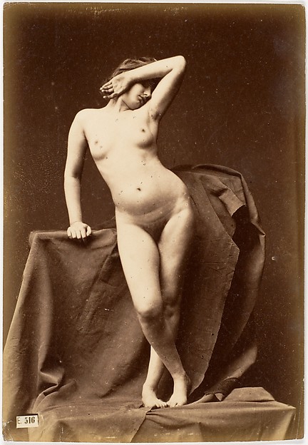 Unknown, [Young Woman, Nude, From the Front with Hand Over Face]