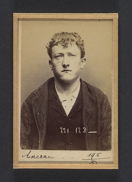 Alphonse Bertillon, Anceau. Aimé-Firmin. 20 ans, né le 18/2/74 à Paris XIIe. Sculpteur sur bois. Anarchiste. 17/7/94.