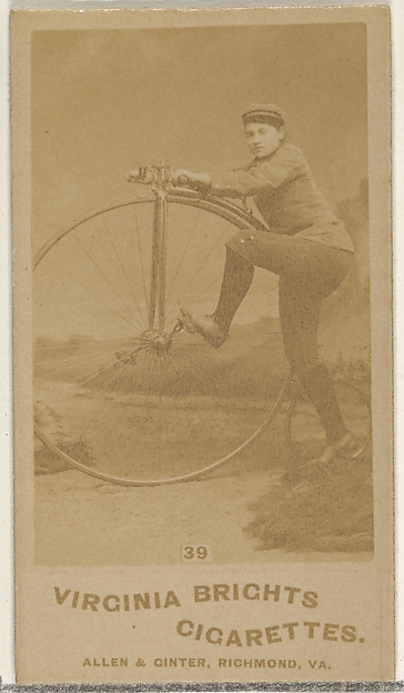 Allen & Ginter, Card 39, from the Girl Cyclists series (N49) for Virginia Brights Cigarettes