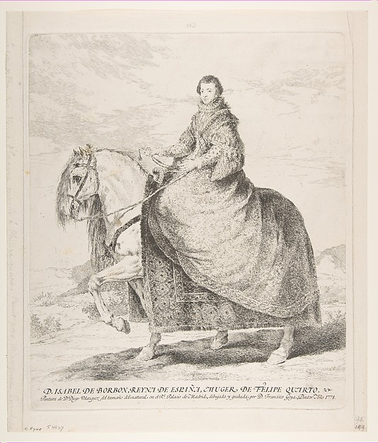 Goya (Francisco de Goya y Lucientes), Isabel de Bourbon on horseback, after Velázquez