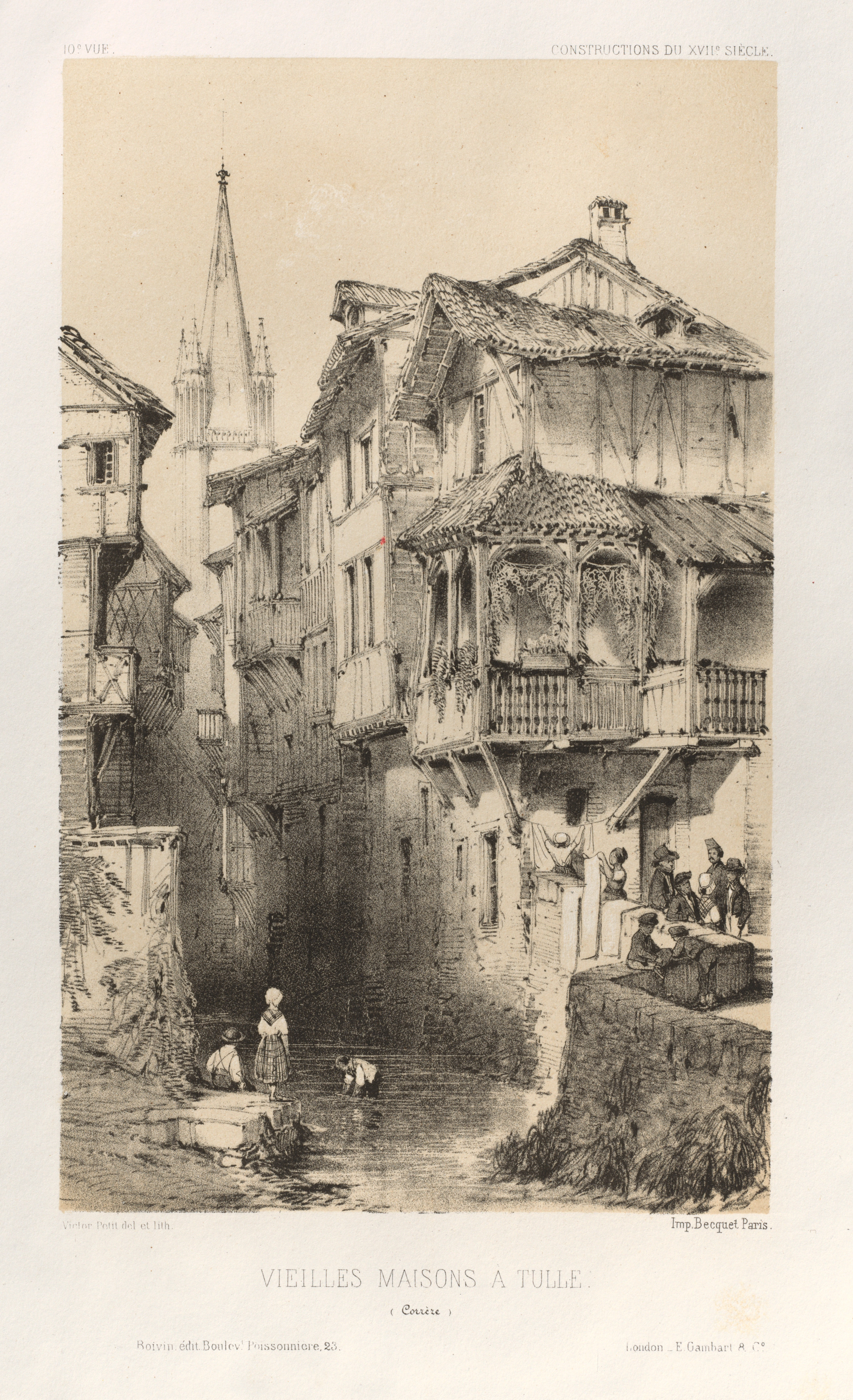Victor Petit, Architecture Pittoresque ou Monuments des xveme. Et xvieme. Siecles: Chateaux De France des XV et XVI Siecles: Pl. 10, Vielles Maisons A Tulle (Correze)