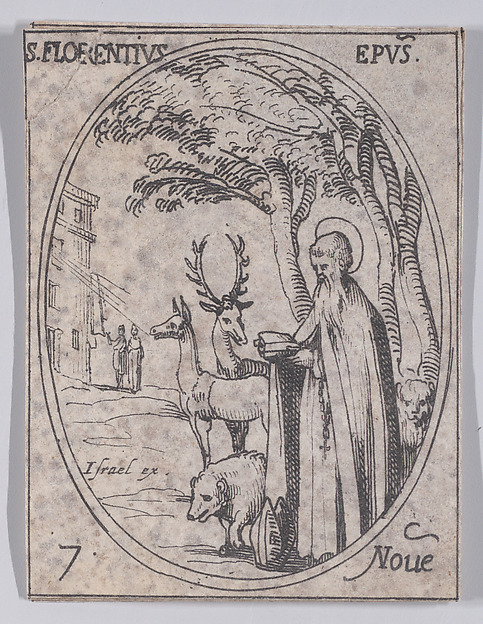 Jacques Callot, S. Florent, évêque (St. Florentius, Bishop), November 7th, from "Les Images De Tous Les Saincts et Saintes de L'Année" (Images of All of the Saints and Religious Events of the Year)