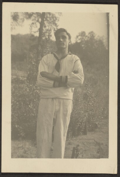 Louis Fleckenstein, [Young Man in Sailor Suit in Garden]