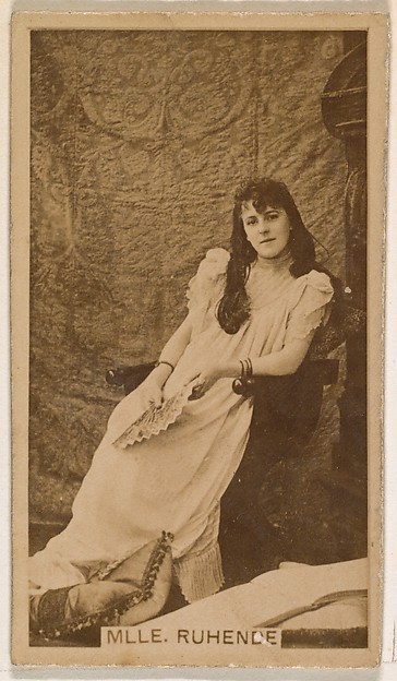 Kinney Brothers Tobacco Company, Mlle. Ruhende, from the Actresses series (N245) issued by Kinney Brothers to promote Sweet Caporal Cigarettes