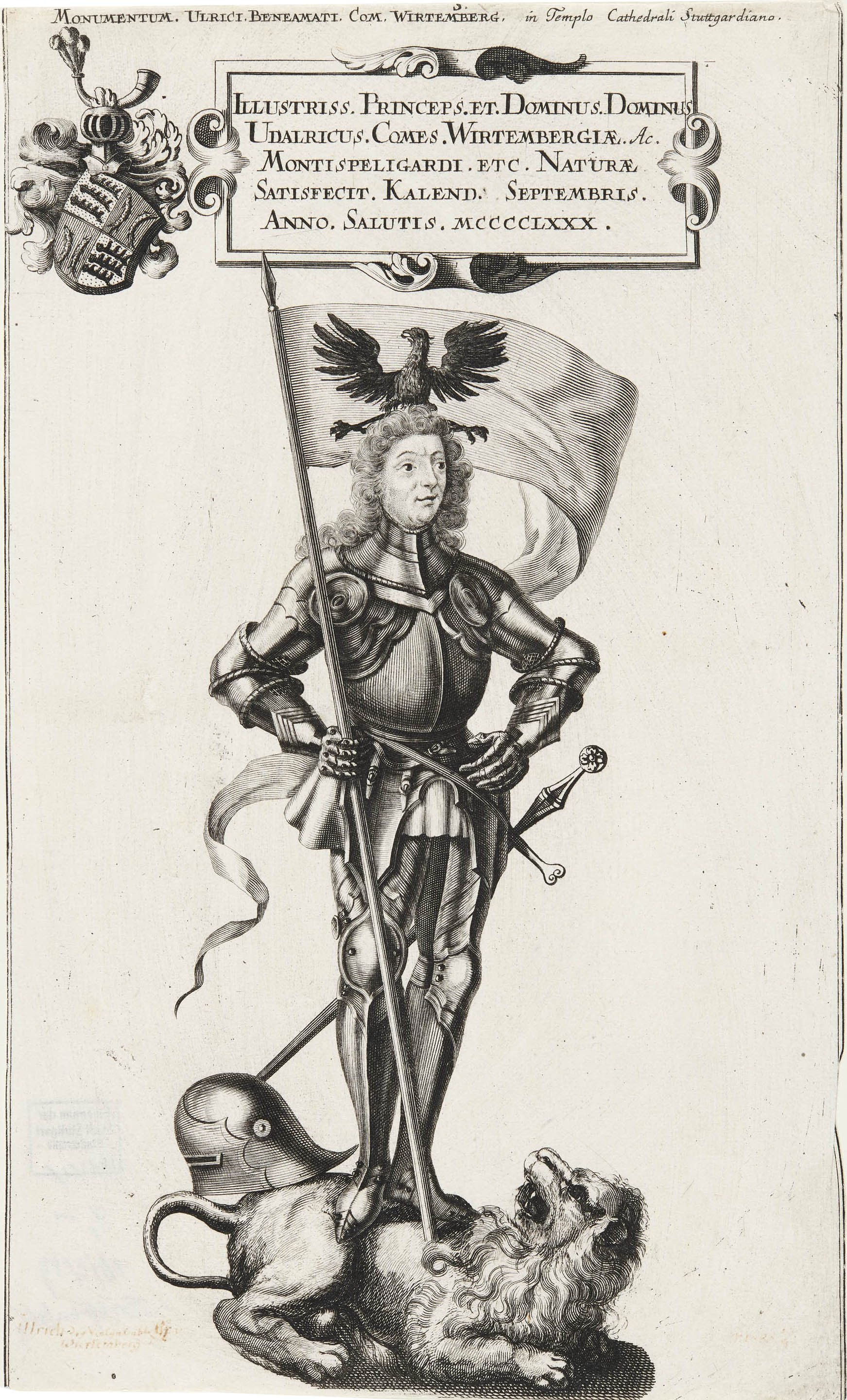 Andreas Matthäus Wolfgang, Darstellung des Grafenstandbilds Ulrichs V. in der Stuttgarter Stiftskirche