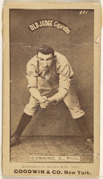 Goodwin & Company, Thomas Francis Gunning, Catcher, Philadelphia, from the Old Judge series (N172) for Old Judge Cigarettes