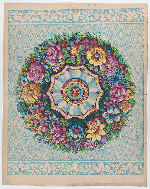 Anonymous, Sheet with a large floral wreath