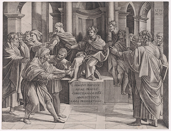 Agostino Veneziano (Agostino dei Musi), The Blinding of Elymas