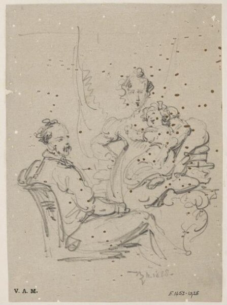 George Chinnery, A Western family portrait with three figures
