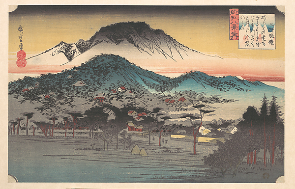 Utagawa Hiroshige, Vesper Bell at Mii Temple, Lake Biwa