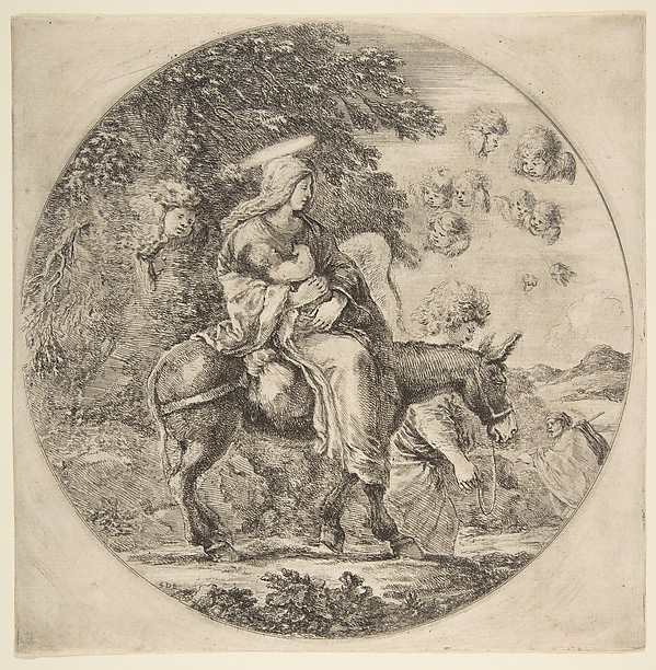 Stefano della Bella, Flight into Egypt, a round composition