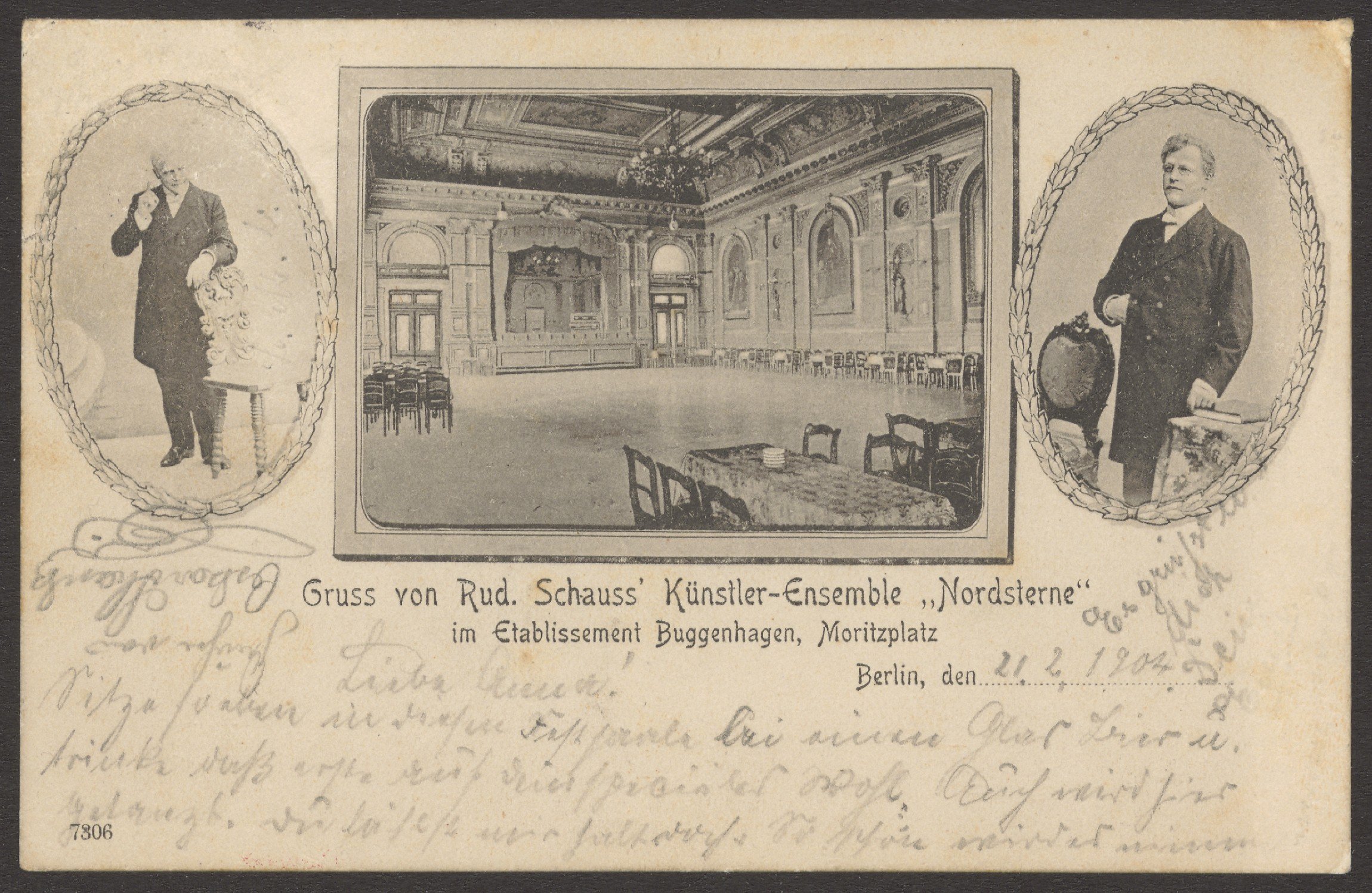 Unknown artist, Ansichtskarte Künstler-Ensemble „Nordsterne“ im „Buggenhagen“, Oranienstraße 147