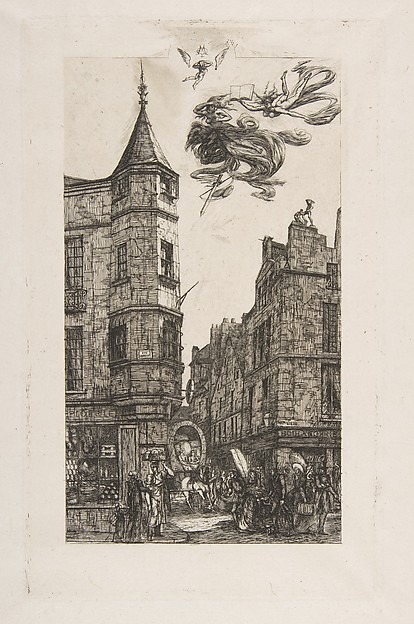 Charles Meryon, Tourelle Rue de l'Ecole de Médecine, 22 (House with a Turret, No 22, rue de l'Ecole de Médecine, Paris) (called the Turret of Marat)
