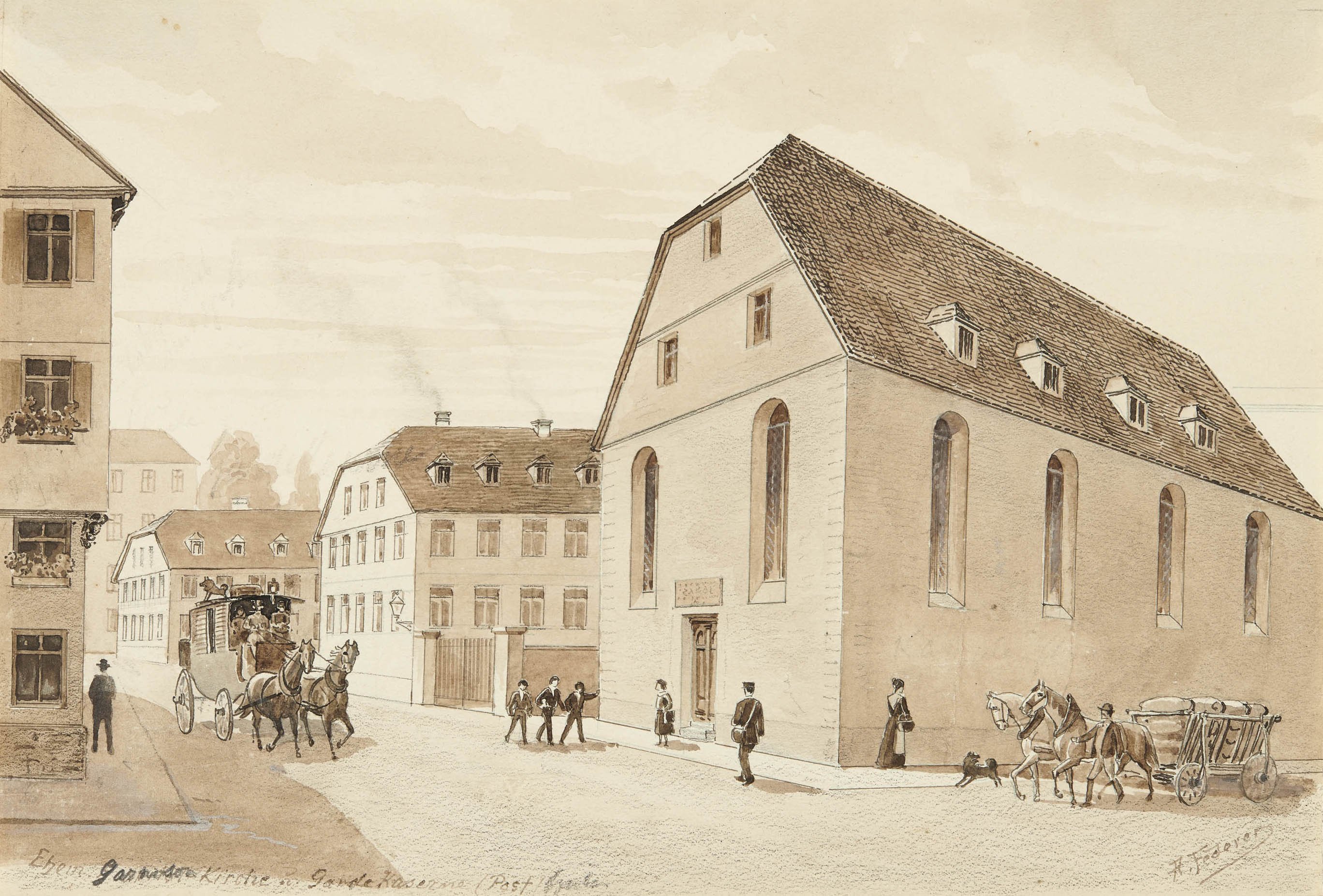 August Federer, Die ehemalige Garnisonskirche und Gardekaserne