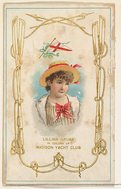 W. Duke, Sons & Co., Lillian Grubb in the Colors of the Madison Yacht Club, from the Yacht Colors of the World series (N140) issued by Duke Sons & Co. to promote Honest Long Cut Tobacco