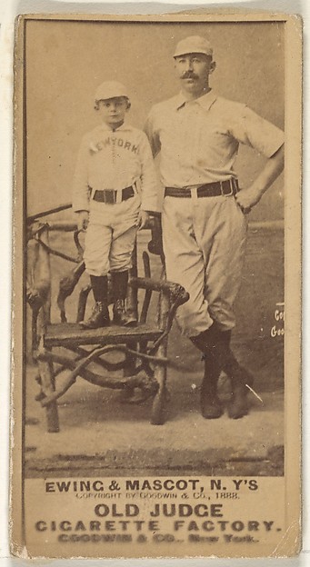 Goodwin & Company, William "Buck" Ewing, Captain and Catcher, with Mascot, New York, from the Old Judge series (N172) for Old Judge Cigarettes