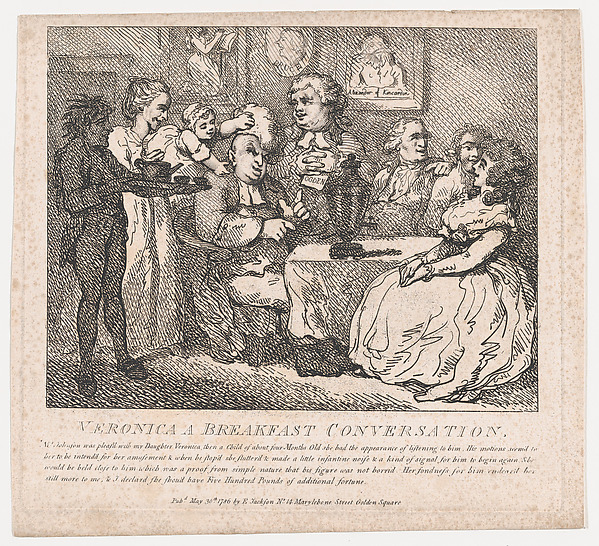 Thomas Rowlandson, Veronica, a Breakfast Conversation (Picturesque Beauties of Boswell, Part the First)
