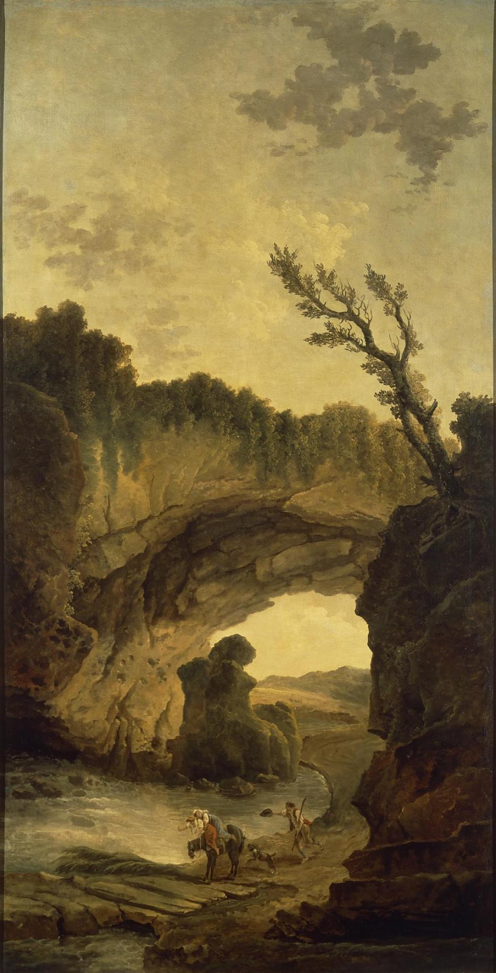 Hubert Robert, Landscape with an Arch in a Rock