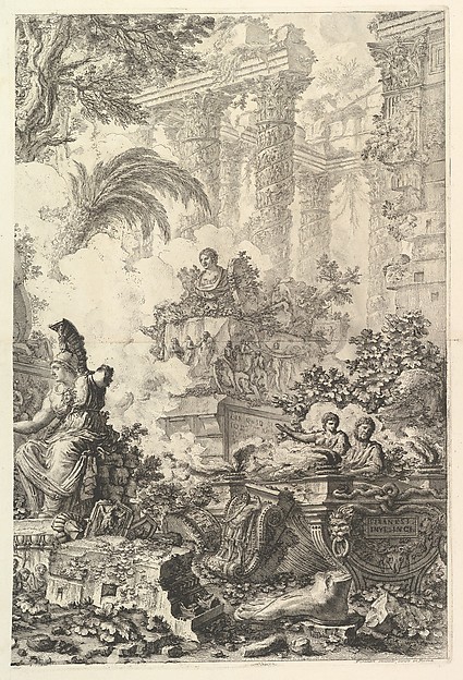 Giovanni Battista Piranesi, Frontispiece, with Statue of Minerva, from "Vedute di Roma"