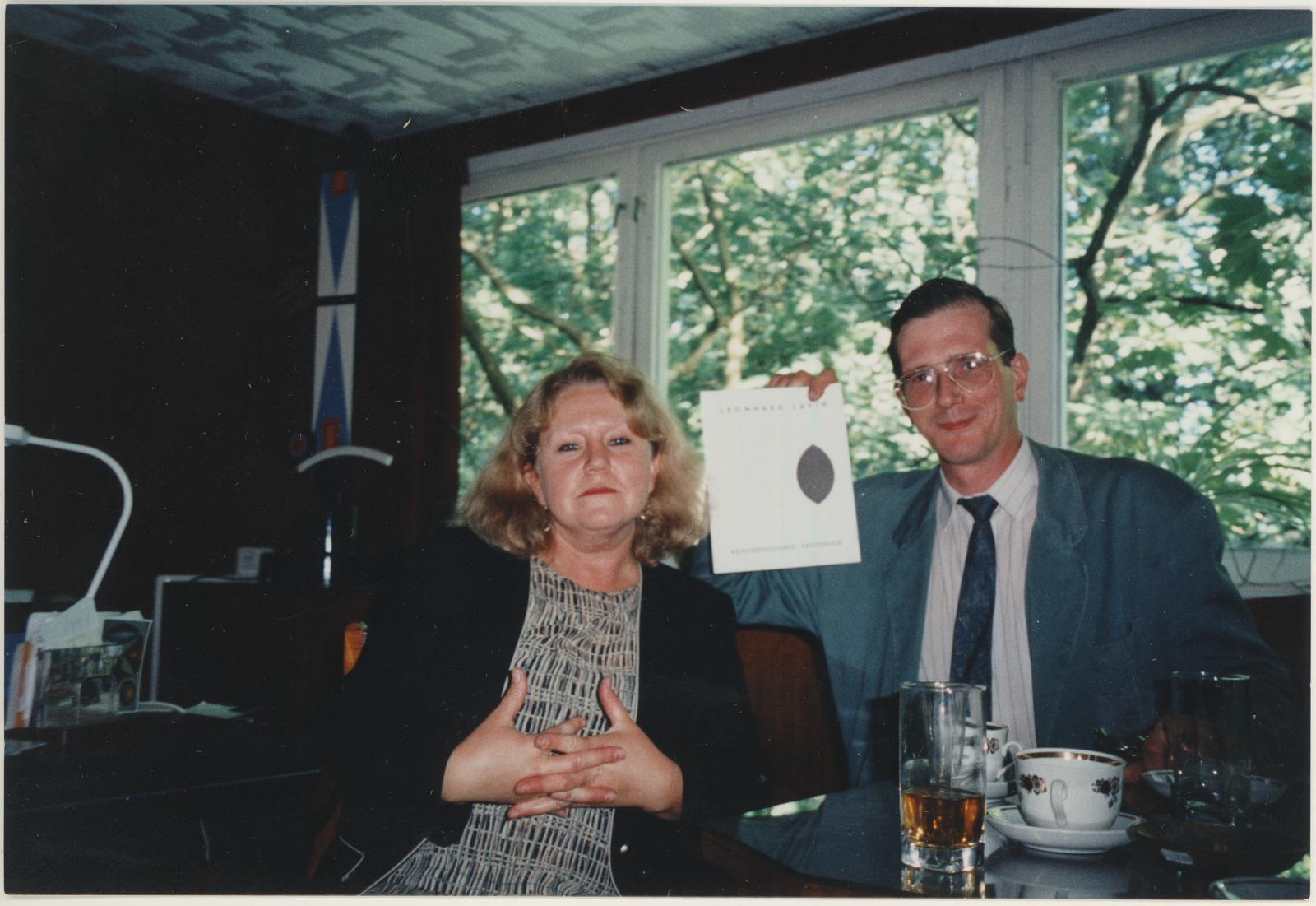 Enriko (depicted) Winter stand, Opening of L. Lapin exhibition 13.08.1997.a. M. Protein and E. Winter Site