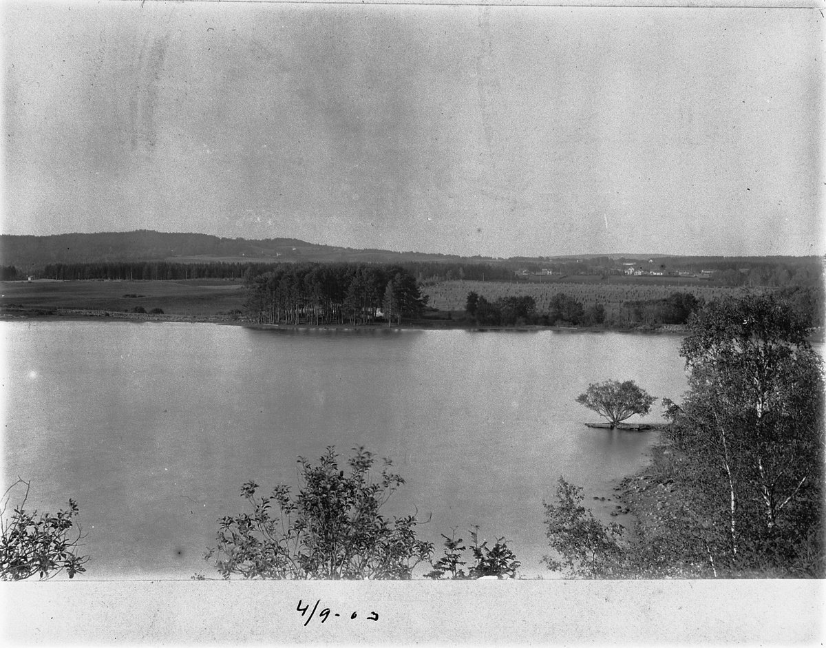 Johan Albert Steen, ROSENLUNDVIKA, STORHAMAR GÅRD, SENERE HEDMARKSMUSEET, LANDSKAP MJØSA, HAMAR. 4-9-1903.