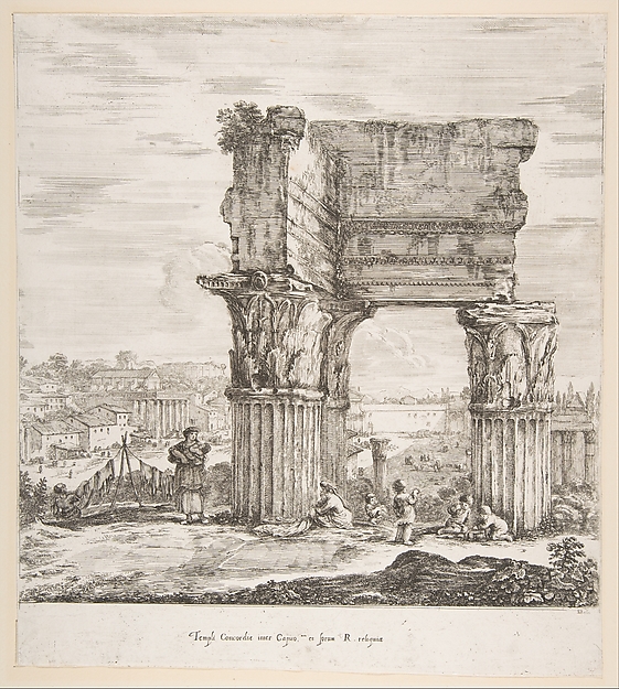 Stefano della Bella, The Temple of Vespasian and the Roman Forum, from "Six large views, four of Rome, and two of the Roman countryside" (Six grandes vues, dont quatre de Rome et deux de la Campagne romaine)