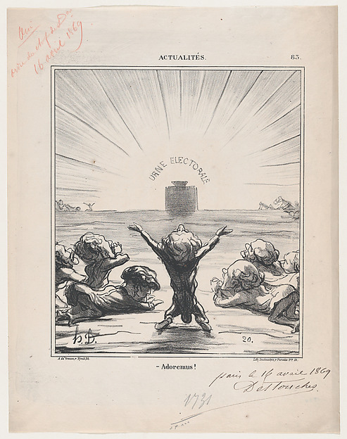 Honoré Daumier, We worship you, beloved voter, from 'News of the day,' published in Le Charivari, May 5, 1869
