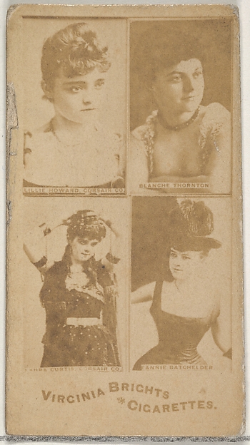 Allen & Ginter, Lillie Howard, Corsair Co./ Blanche Thornton/ Laura Curtis, Corsair Co./ Fannie Batchelder, from the Actors and Actresses series (N45, Type 4) for Virginia Brights Cigarettes