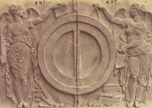 Édouard Baldus, ["La Peinture et la Sculpture", Sculpture by Eugène Louis Lequesne, Decoration of the Louvre, Paris]