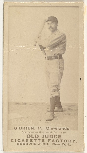 Goodwin & Company, John F. "Cinders" O'Brien, Pitcher, Cleveland, from the Old Judge series (N172) for Old Judge Cigarettes