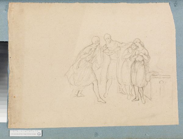 Unknown artist, Kompositionsskizze zu Herwig und Ortwin finden Gudrun (Gudrunsage)