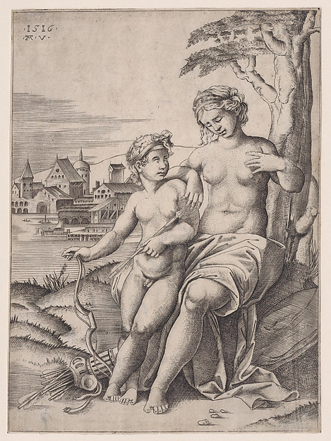 Agostino Veneziano (Agostino dei Musi), Venus and Eros