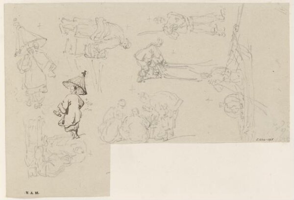 George Chinnery, A page of Chinese figure studies