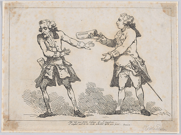 Thomas Rowlandson, Ah' let me Sire refuse it..., from Peter's Pension by Peter Pindar, Esq.
