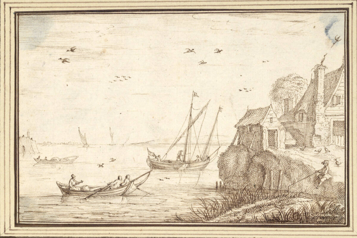 AlbertFlamen, Fischerboote und ein Haus an der Küste (I-13)