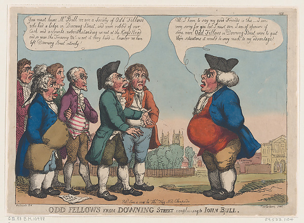 Thomas Rowlandson, Odd Fellows from Downing Street Complaining to John Bull