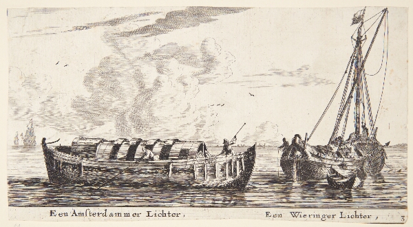 Reinier Zeeman, To pramme. En Amsterdammer lichter og en Wieringer lichter
