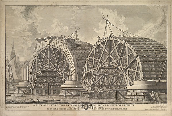 Giovanni Battista Piranesi, A view of part of the intended Bridge at Blackfriars, London